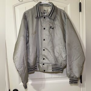 West Wind Men’s Satin Bomber Jacket Gray Vintage Snap Front Size XXL